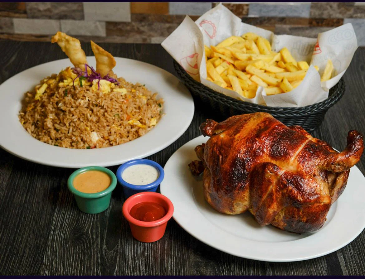 1 Pollo con papas fritas y arroz chaufa